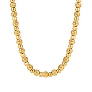 Collar de cuentas de acero inoxidable dorado estilo Jeulia Andy, diseño de bola moderno, regalo - Product Image 1