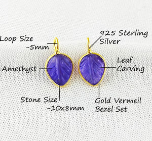 Pendentif de calcédoine en forme de feuille, pierre précieuse sculptée, argent Sterling 925, Vermeil doré, réglage de la lunette, pendentif à breloque calcédoine, cadeau - Product Image 3