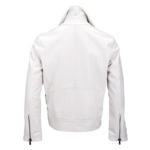 Veste de motard en cuir tanné végétal de qualité supérieure en blanc-Design élégant pour la mode masculine - Product Image 3