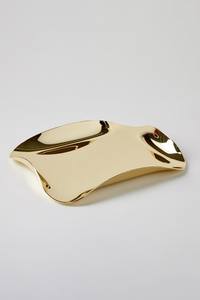 Plato decorativo dorado texturizado plato de servicio elegante para decoración de mesa de comedor plato de servicio dorado moderno plato de diseño texturizado - Product Image 3