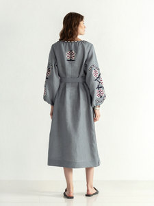 Robes turques de luxe brodées pour femmes, broderie à manches longues, longueur mollet, vêtements de fête en coton - Product Image 5