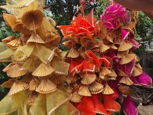 Vibrant Net Tassel & <b>Gota</b> Lace Flower Strings 2 Feet <b>Gota</b> Phool Strings for Indian Wedding Mehndi Haldi Festival Party Backdrop - Product Image 5