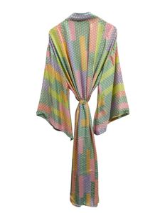 Bridal Bell Robe Light Weight Silk Robe For Woman Night Wear Long Robe, Floral Print Indian Vintage <b>Recycled</b> Silk Sari Kimono, - Product Image 2