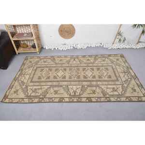 พรมขนแกะสไตล์โบโฮวินเทจเป็นมิตรต่อสิ่งแวดล้อมผืนใหญ่ทรงสี่เหลี่ยมผืนผ้าขนาด3.9x6.8ฟุตผ้าเย็บปะติดปะต่อกันสีน้ำตาลเบจสำหรับห้องรับประทานอาหารขนแกะขนาดกลางลาเท็กซ์ - Product Image 3