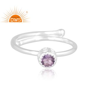 Meilleure qualité 925 argent sterling fin naturel rose améthyste pierre précieuse bague empilable fabricant de bijoux personnalisés - Product Image 3