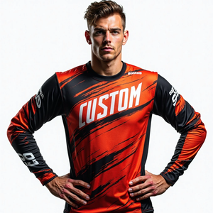 เสื้อแข่งรถมอเตอร์ไซค์ผู้ชาย แขนยาว ทรงพอดีตัว ระบายอากาศและกันลม ดีไซน์แบบซับลิเมชั่น สำหรับการแข่งรถมอเตอร์ไซค์และรถยนต์ - Product Image 2
