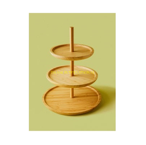 ที่วางขนมทำจากไม้ขอบเปลือกไม้แนวรัสติกแบบสามชั้นพร้อมด้ามจับสีดำถาดแสดงขนมสำหรับวางคัพเค้กสำหรับงานแต่งงานโต๊ะรับประทานอาหาร - Product Image 3