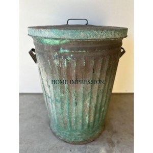 Poubelle galvanisée de finition rustique standard de haute qualité pour la maison et la cuisine Poubelle intérieure et extérieure avec couvercle - Product Image 1
