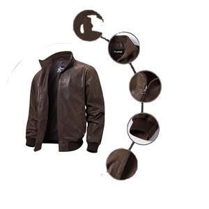 Chaqueta de Motociclista de Cuero de Búfalo Natural Lavado y Transpirable de Alta Calidad para Hombre, Color Marrón - Product Image 1