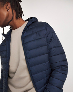 OEM personalizado chaqueta de invierno para hombre último diseño azul marino acolchado cremallera cierre soporte cuello serigrafiado chaqueta acolchada - Product Image 2