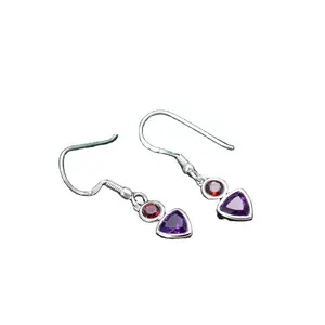 Natural Multi Gemstone1.3 Gram 92.5 Sterling Silver 1 Pair Dangle Earring 1.4"Long Jewelry Women Cute Gift Wholesale