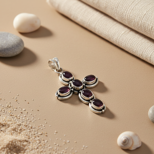 925 Silver Necklace <b>Cross</b> <b>Pendant</b> Rhodium Plated Garnet Freshwater Pearl Geometric Shape Trendy Diamond Zircon Jewelry for Women - Product Image 1