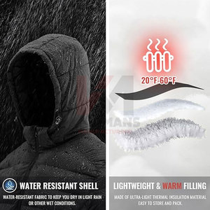 Chaqueta acolchada con capucha para hombre personalizable abrigo de invierno con aislamiento ligero resistente al agua con capucha desmontable, elástico - Product Image 3