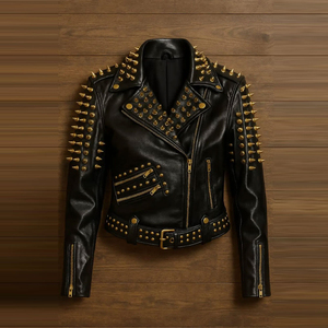 Nueva Chaqueta de Cuero con Tachuelas para Hombre, Chaqueta de Motociclista de Cuero con Púas y Pedrería, Chaquetas de Cuero con Tachuelas para Hombre - Product Image 1