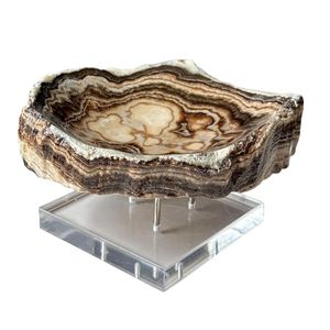 Bol décoratif en onyx brun miel naturel, pierre irrégulière, forme libre, poli, centre de table de luxe, forme irrégulière - Product Image 1