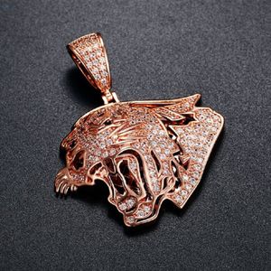 Pendentif tête de tigre de luxe plaqué or collier hip hop glacé avec moissanite pour hommes pendentif style célébrité - Product Image 6