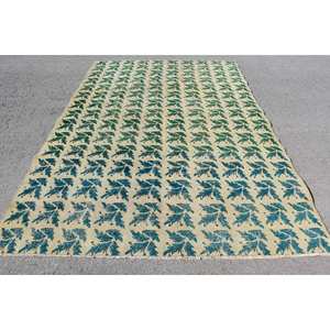 Tapis Turc Vintage Moderne 6ft 8in X 10ft 1in Vert Beige Classique Rectangle Patchwork Design Grande Surface Laine Latex pour Chambres - Product Image 1