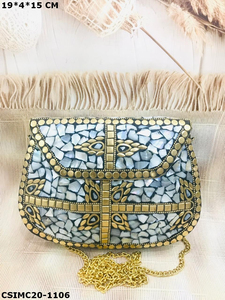 คลัทช์เย็นโมเสกสุดเก๋ที่ทำด้วยมือโดยช่างฝีมือชาวอินเดียต้องมีอุปกรณ์เสริมสำหรับผู้หญิงในงานปาร์ตี้และกิจกรรมพิเศษ - Product Image 2