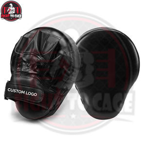 Mitaines de boxe incurvées de qualité supérieure, couleur noire, en cuir PU, personnalisables, légères et durables, prix de gros 2025 - Product Image 3