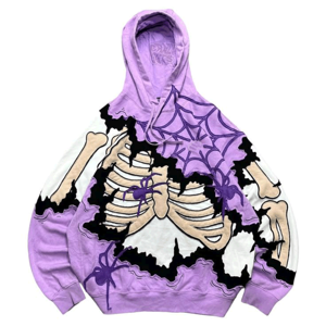 Skeleton New Fashion Sudaderas con capucha para hombre Ropa de calle informal cómoda con esqueleto Logotipo frontal de color sólido Esqueleto - Product Image 4