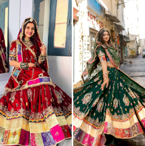 2025 nouveautés coton mousseline lourd avec impression numérique avec vrai miroir travail Rajasthani Lehenga Choli ensemble pour Navratri - Product Image 6