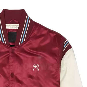 Veste d'hiver Letterman en satin à boutons couverts pour hommes veste Letterman en satin de marque privée coupe ample - Product Image 6