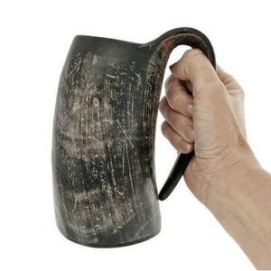 Artisanat naturel chope à bière vintage en corne impression de logo personnalisé écologique 550ml isotherme lave-vaisselle et micro-ondes - Product Image 2