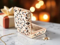 Boîte à bijoux en bois carrée de luxe de haute qualité avec incrustation de nacre, fabriquée à la main au Vietnam, motif floral, fermeture à clé