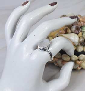 925 Sterling Silver Rainbow Moonstone Ring Pear Shape Gemstone Jewelry Simple June Birthstone Ring - Product Image 1