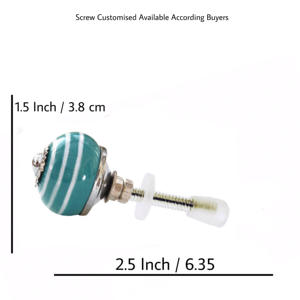Industrial White Strips Turquoise Ceramic Knobs Drawer Cabinet Handle Pulls for <b>Wardrobe</b> Kitchen Bedroom Living Room Dresser - Product Image 3