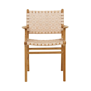 Table de jardin en teck et cuir standard pour l'extérieur de l'hôtel, meubles d'extérieur, chaise de salle à manger - Arya - Product Image 2