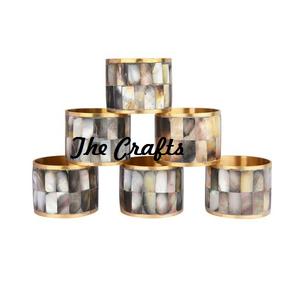 Rond de serviette en acier inoxydable et résine avec anneau de serviette en tissu de qualité exclusive pour accessoires de table - Product Image 5