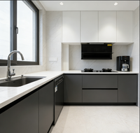 Ensemble complet d'armoires de cuisine en aluminium avec évier, accessoires, charnières, glissières de tiroir pour la maison, la villa, les meubles de cuisine