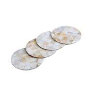 Ensemble de sous-verres en nacre écologiques faits à la main de luxe pour la décoration de la maison Sous-verres ronds personnalisés Boîte cadeau
