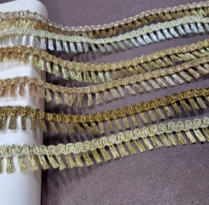 Elegant Vintage Metallic Crocheted Lace Trim for Garments Shiny Eco-Friendly <b>Decorative</b> <b>Edging</b> for Bridal Use - Product Image 1