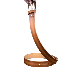 Cinturón de hebilla de Pin de cuero genuino tostado para hombre OEM de alta calidad al por mayor 2025 cinturones personalizados de Jeans informales de diseño elegante para hombre - Product Image 4