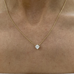 Top Trending 1 Ct Princess IGI Certified VVS Lab Grown Diamond 14K Solitario de oro sólido Colgante Collar Moda Mujer Joyería - Product Image 2