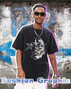 T-shirt graphique Streetwear de haute qualité avec impression DTG, ourlet vieilli, coutures contrastées, coupe ample et courte, manches longues - Product Image 5