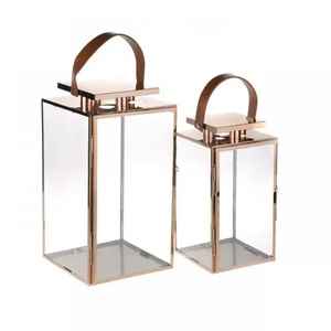 Soporte de vela de hierro rectangular de nuevo diseño, linterna chapada en oro de Metal blanco para decoración del hogar, precio bajo, decoración de la India - Product Image 6