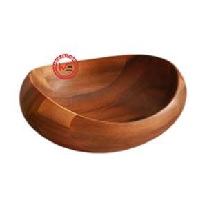 Grand plateau de service en bois naturel pour salades et fruits, plateau profond décoratif pour petit-déjeuner, fournisseur de petits plateaux alimentaires - Product Image 1