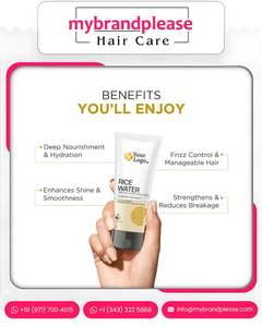 Conditionneur à l'eau de riz biologique OEM ODM de marque personnalisée Formule 2-en-1 hydratante et nourrissante pour lisser et réparer tous les cheveux - Product Image 3