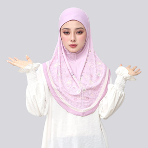 Nouveaux foulards élégants pour femmes, style arabe du Ramadan, <span class=keywords><strong>bonnet</strong></span>, bandana, imprimé floral, strass, coton, hijab musulman, turban, chapeau - Product Image 1