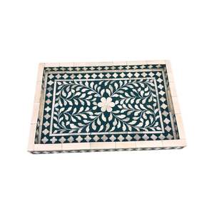 Plateau de service en incrustation d'os décoratif avec motifs floraux Plateau de service en incrustation d'os pour vaisselle - Product Image 2