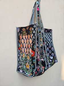 Bolso Tote Bohemio de Algodón Acolchado Hecho a Mano, Estilo Vintage Indio, con Cierre de Cremallera, Resistente al Agua, con Asas Cómodas - Product Image 2