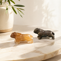 Statue de bouledogue français en cristal naturel, sculpture de chien en pierre polie pour décoration intérieure, souvenir d'animal de compagnie et cadeaux spéciaux