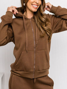 Chándal de invierno informal para mujer, sudadera cómoda con patrón sólido, Sudadera con capucha, pantalones de chándal de talla grande, venta al por mayor, traje de dos piezas - Product Image 2