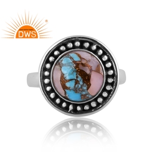 Meilleure vente bague empilable en argent Sterling oxydé Mojave cuivre opale rose pierre précieuse bijoux personnalisés pour les femmes cadeau pour elle - Product Image 3