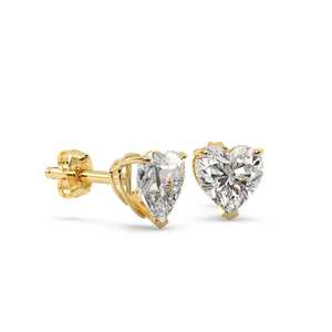 Boucles d'oreilles en diamant taille cœur de 1,50 ct, or jaune 14 carats (H SI1-SI2) - Product Image 3