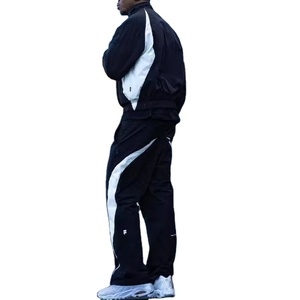 Conjunto de Chaqueta de Dos Piezas de Primera Calidad, Diseño Combinado, Cierre de Cremallera, 100% Algodón, Ropa Casual Urbana, Cortavientos, Chándal para Hombre - Product Image 3