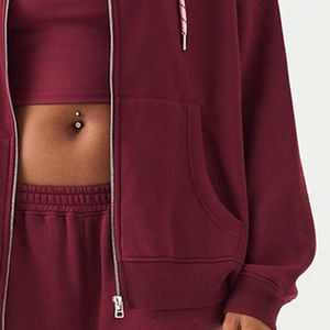 Sweat à capuche pour femme au quotidien avec tissu en polaire pelucheux, fermeture éclair, capuche douce et cordon de serrage réglable, prix d'usine 2026 - Product Image 4